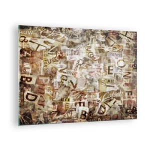 Cuadro sobre vidrio - Impresiones sobre Vidrio - Collage vintage de cartas y recortes de periódicos - 70x50cm - Unificando el lenguaje - Decoración de pared moderna para salón y dormitorio ARTTOR