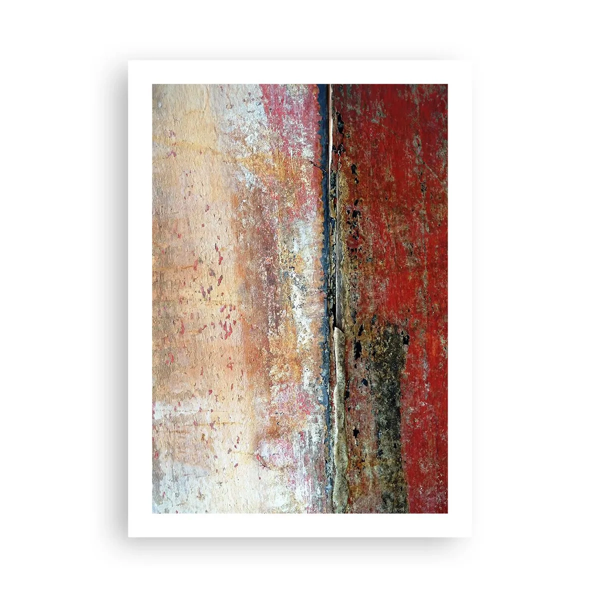 Póster - Textura abstracta con abrasiones en rojo y beige. - 50x70cm - Tal vez sea el mar - Decoración de pared moderna para salón y dormitorio ARTTOR