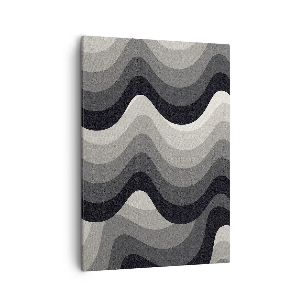 Cuadro sobre lienzo - Impresión de Imagen - Patrones ondulados en blanco y negro en tonos de gris. - 50x70cm - Ola tras ola - Decoración de pared moderna para salón y dormitorio ARTTOR