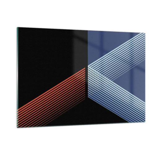 Cuadro sobre vidrio - Impresiones sobre Vidrio - Una composición geométrica moderna con líneas y contraste de colores. - 120x80cm - La rectitud - Decoración de pared moderna para salón y dormitorio ARTTOR