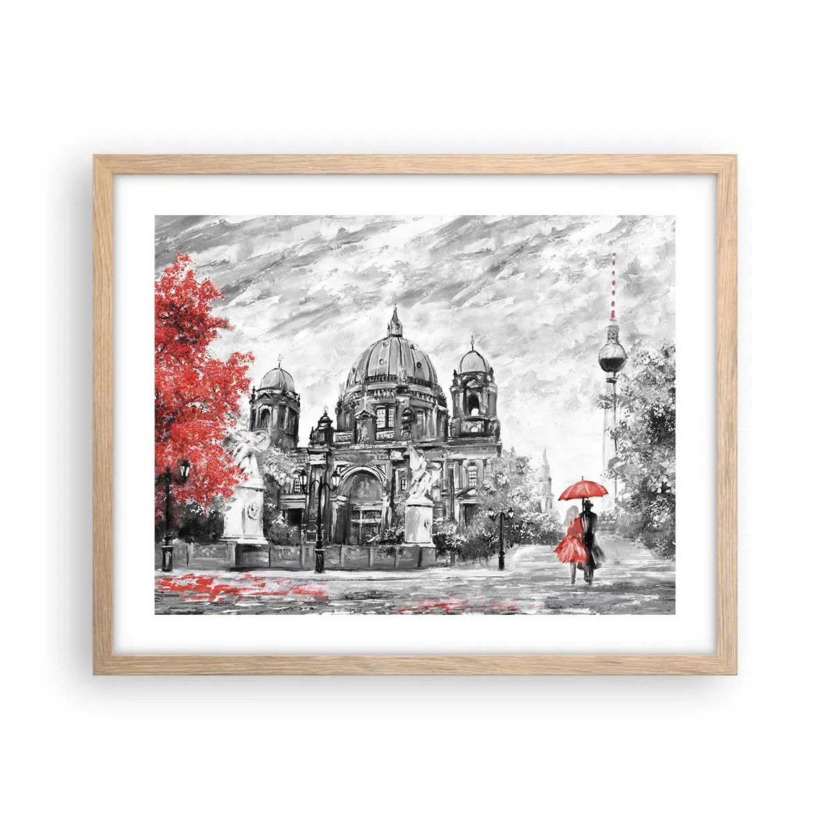 Póster en marco roble claro - Reunión en Berlín - 50x40 cm