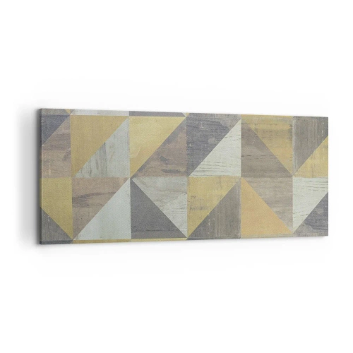 Cuadro sobre lienzo - Impresión de Imagen - Composición geométrica de triángulos en tonos tierra. - 120x50cm - El arte de los triángulos - Decoración de pared moderna para salón y dormitorio ARTTOR