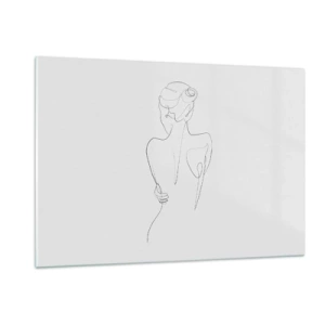 Cuadro sobre vidrio - Impresiones sobre Vidrio - Un delicado boceto de una sola línea de una mujer de espaldas. - 120x80cm - Música del cuerpo - Decoración de pared moderna para salón y dormitorio ARTTOR