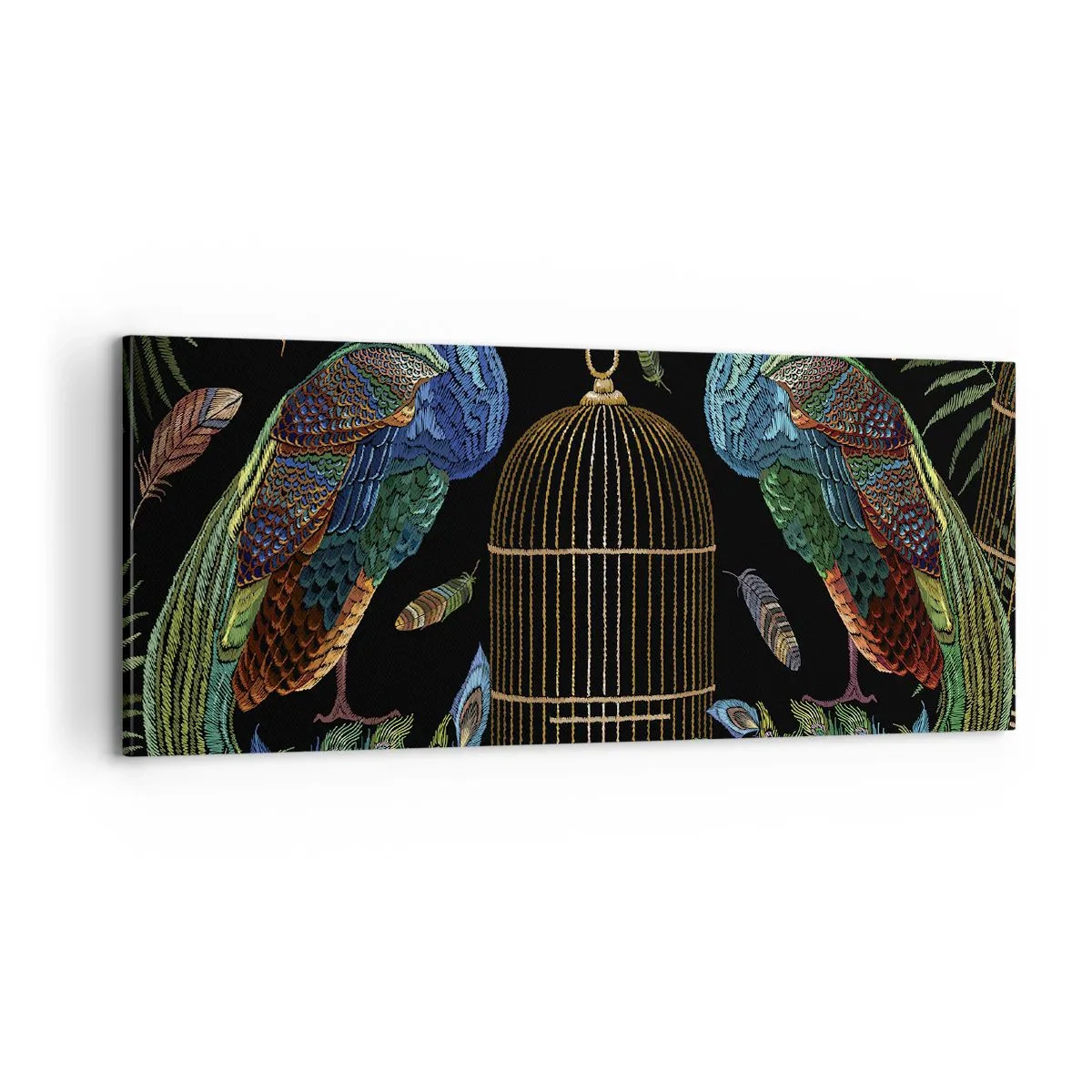Cuadro sobre lienzo - Impresión de Imagen - Con plumajes reales - 100x40 cm