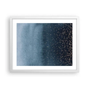 Póster en marco blanco - Composición - fases azules - 50x40 cm