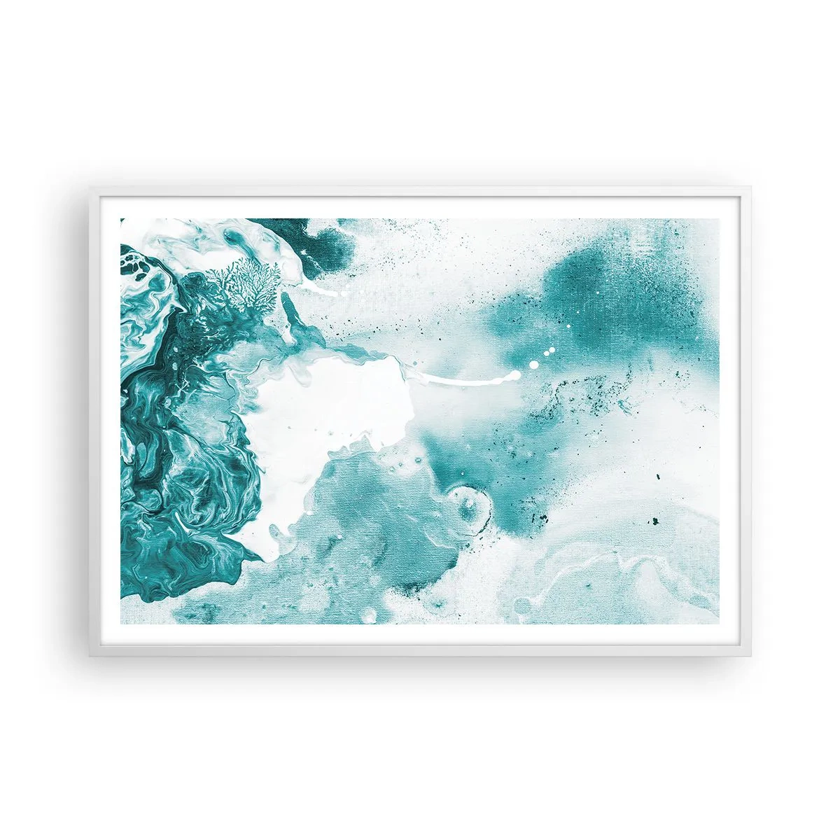 Póster en marco blanco - Remansos de azul - 100x70 cm