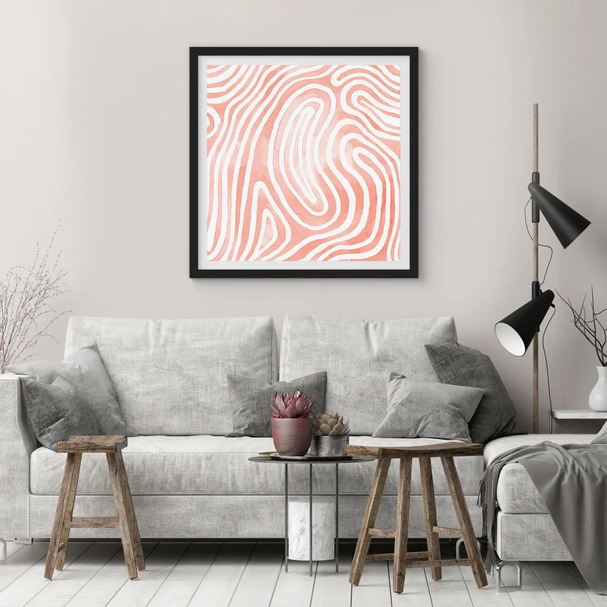 Póster en marco negro - En un laberinto de coral - 30x30 cm