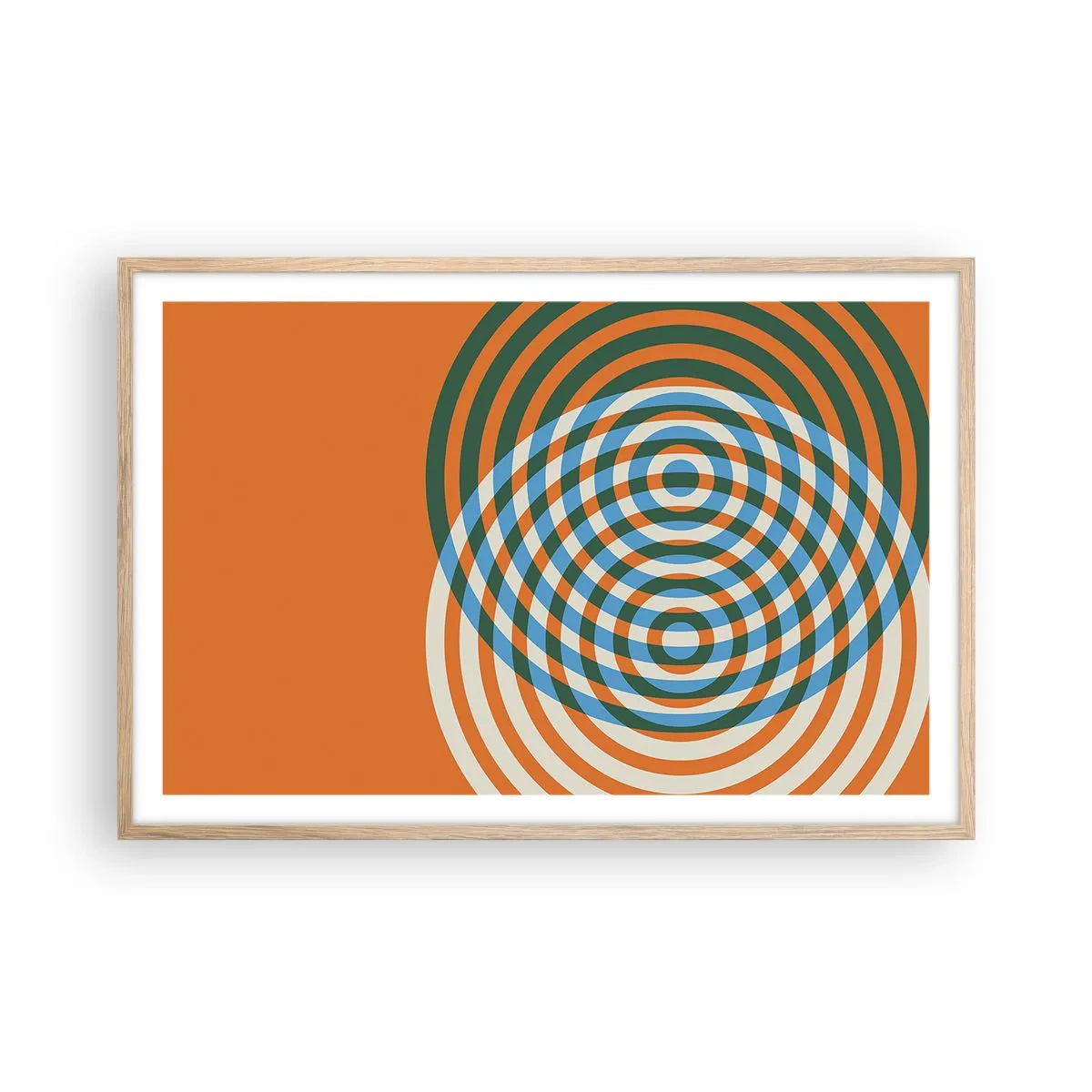 Póster en marco roble claro - Círculos y abstracción - 91x61 cm