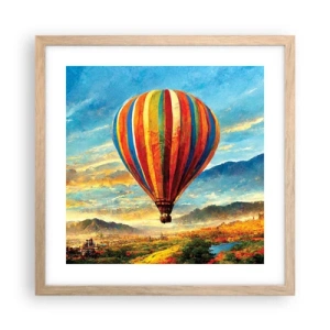 Póster en marco roble claro - En silencio se ve el horizonte - 40x40 cm