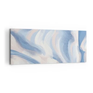 Cuadro sobre lienzo - Impresión de Imagen - Pinceladas abstractas en tonos azules y beige - 120x50cm - Ondas azules - Decoración de pared moderna para salón y dormitorio ARTTOR