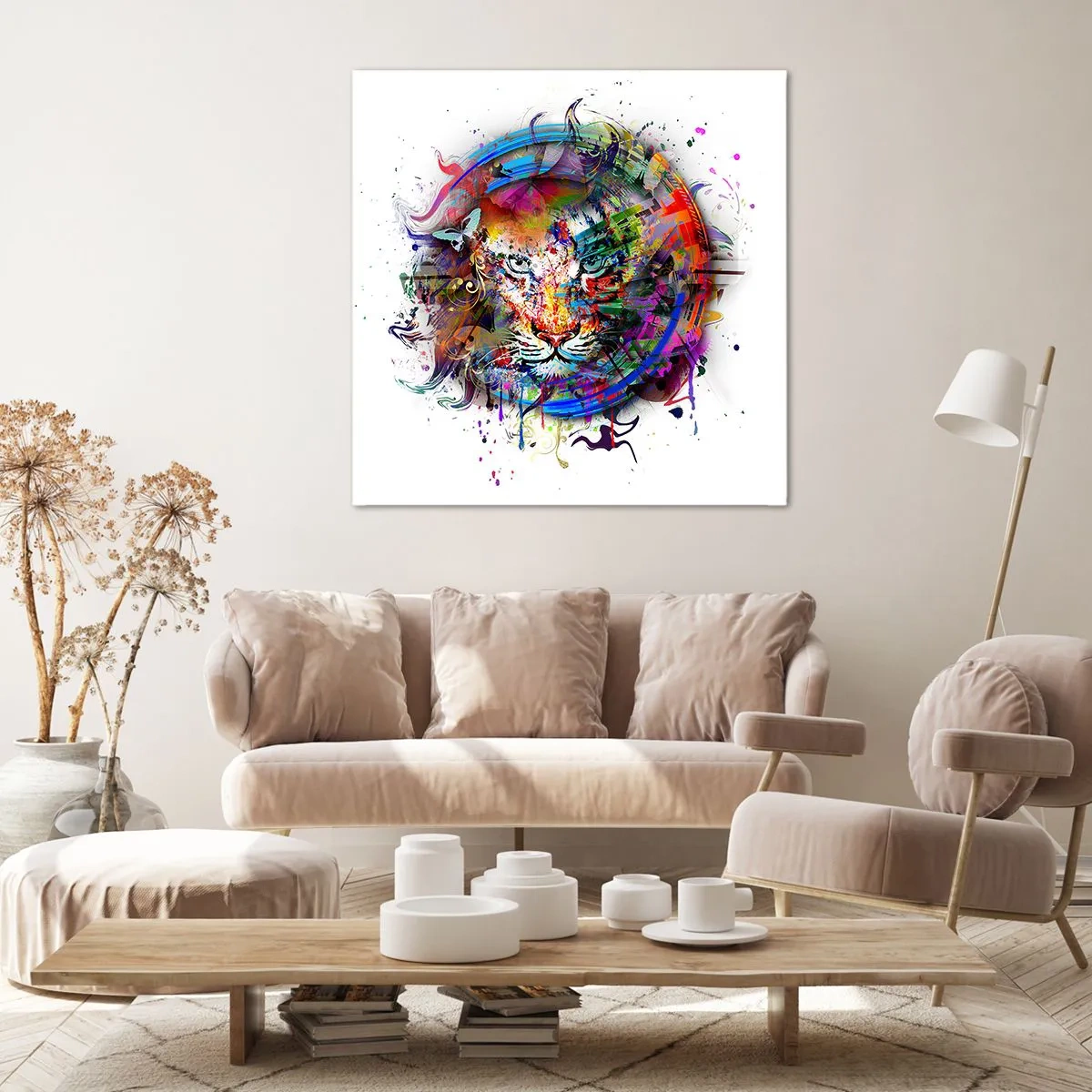 Cuadro sobre lienzo - Impresión de Imagen - Al acecho tras la cortina arco iris - 30x30 cm