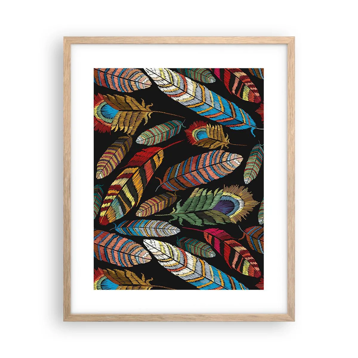Póster en marco roble claro - Carnaval de las aves - 40x50 cm