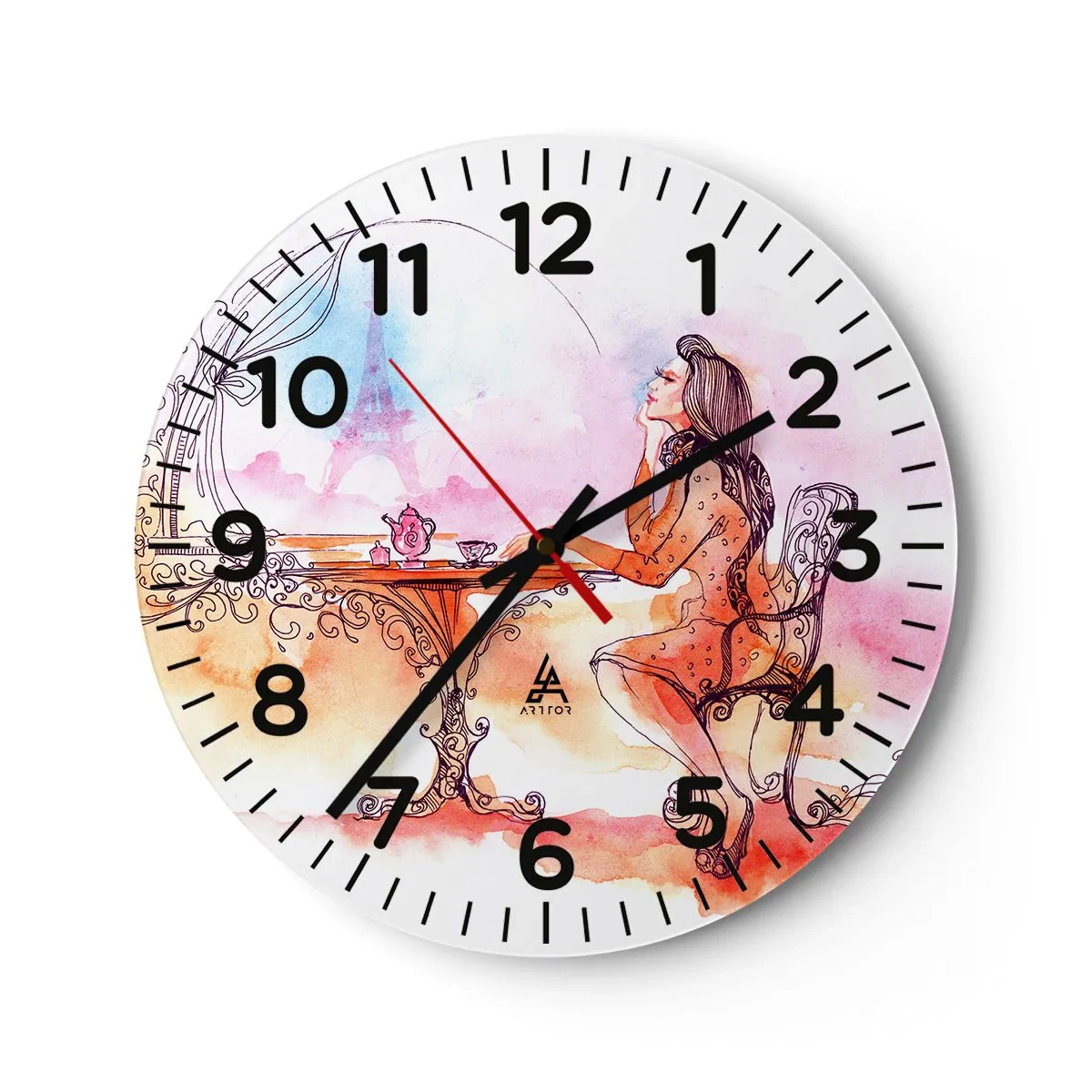 Reloj de pared - Reloj de vidrio - Estilo parisino - 40x40 cm