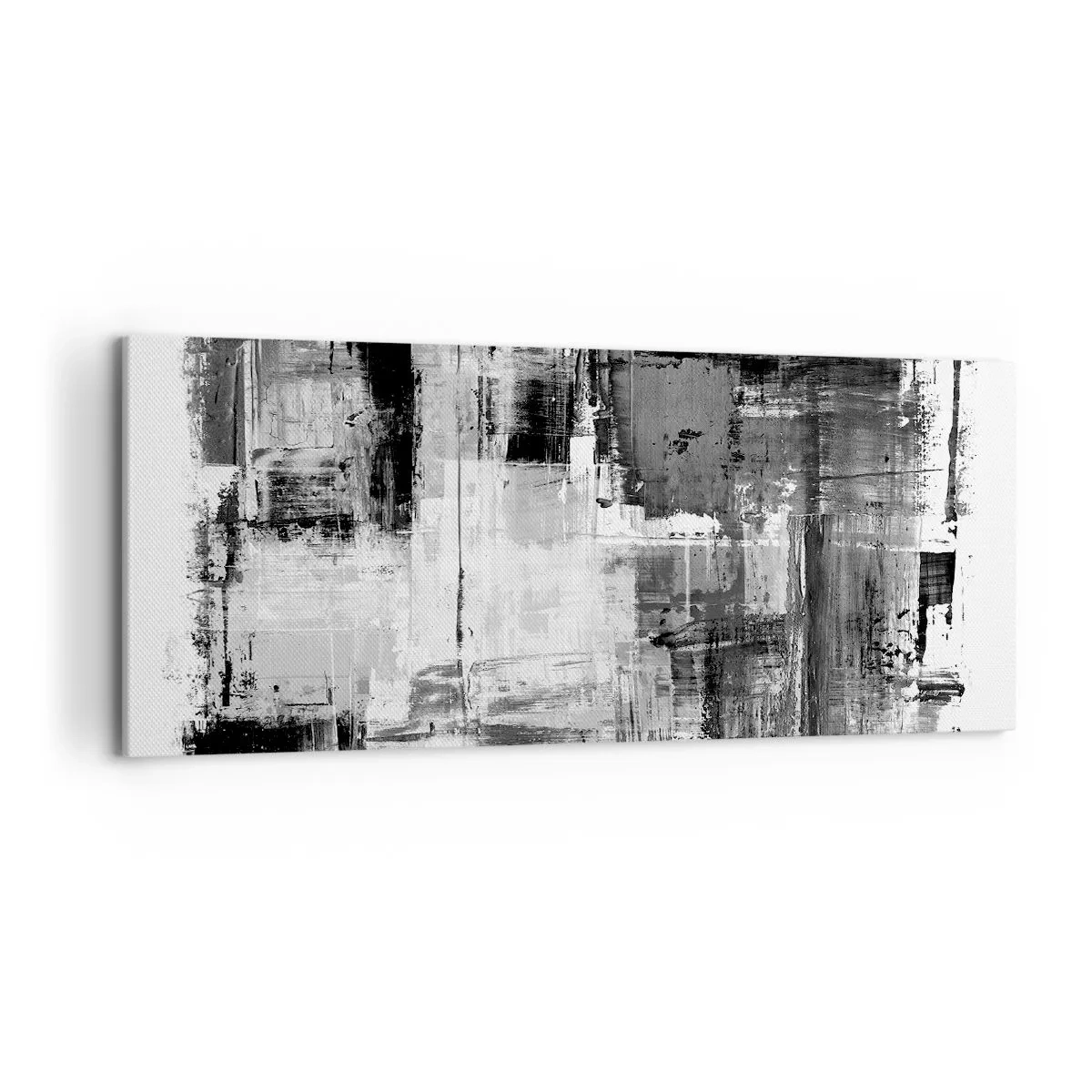 Cuadro sobre lienzo - Impresión de Imagen - Composición abstracta en blanco, negro y gris. - 120x50cm - El gris es hermoso - Decoración de pared moderna para salón y dormitorio ARTTOR