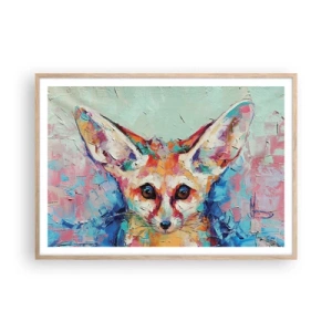 Póster en marco roble claro - Mirada penetrante - 100x70 cm