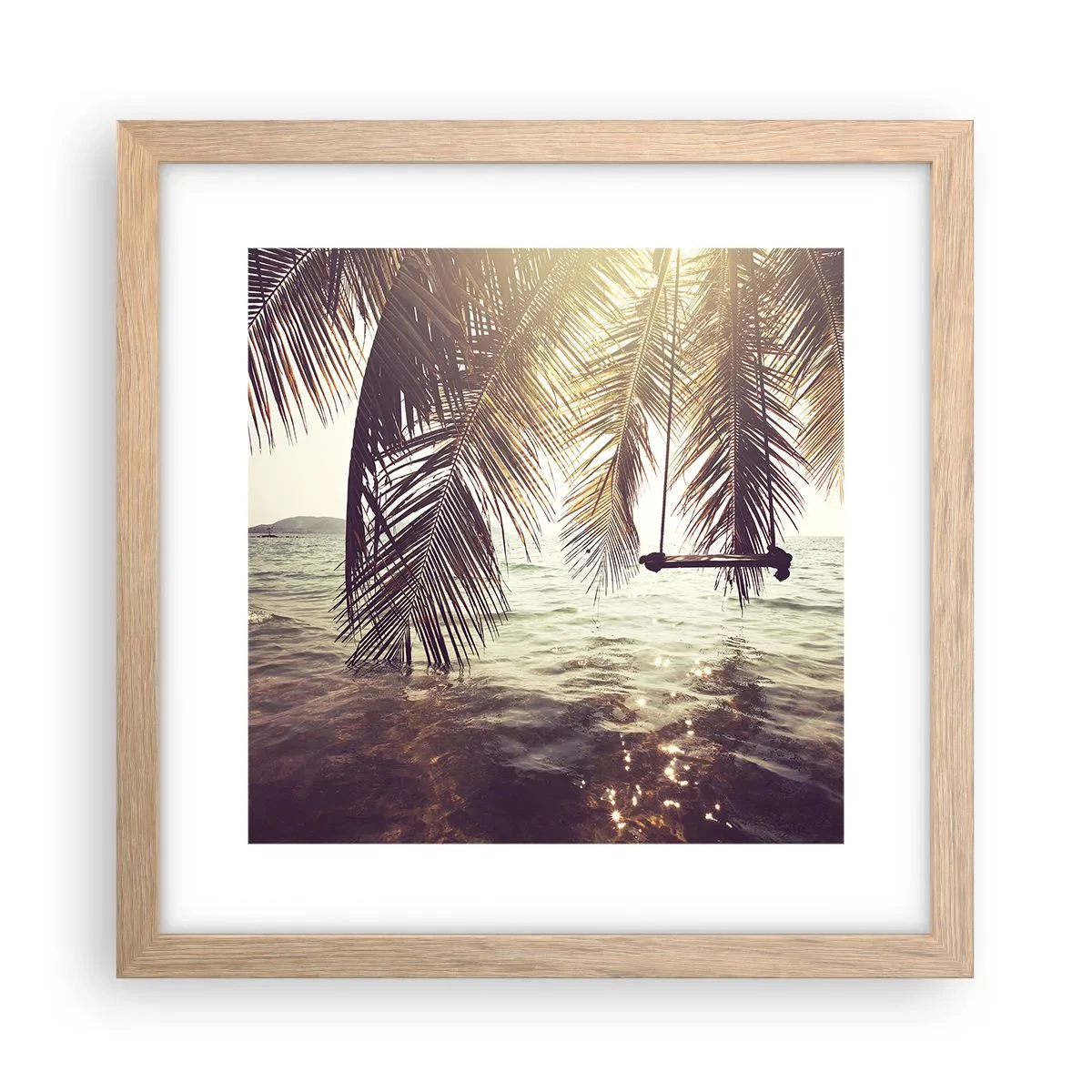 Póster en marco roble claro - Columpiar la imaginación - 30x30 cm