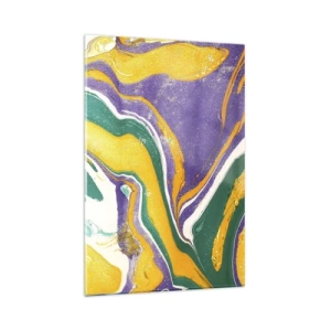 Cuadro sobre vidrio - Impresiones sobre Vidrio - Patrón de mármol abstracto en colores vivos. - 80x120cm - Olas de color - Decoración de pared moderna para salón y dormitorio ARTTOR