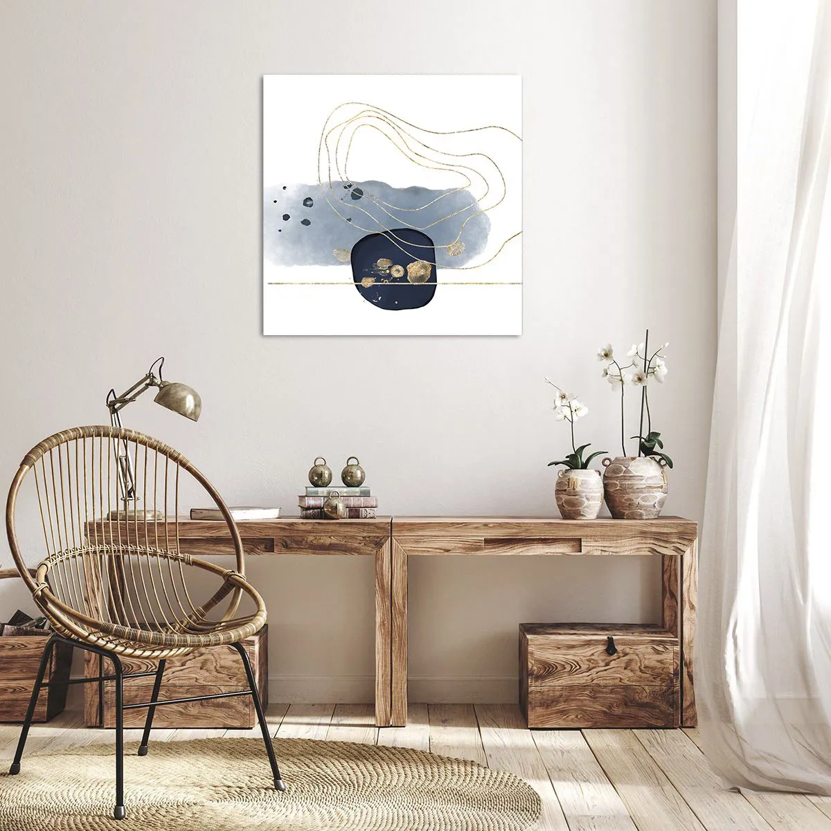 Cuadro sobre lienzo - Impresión de Imagen - Fantasía azul y oro - 30x30 cm