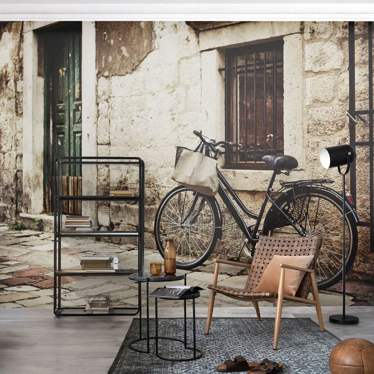 Fotomural Premium Canvas - Regreso al pasado - Arquitectura, Bicicleta, Vintage - 400x280 cm