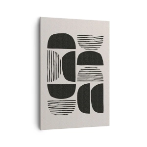 Cuadro sobre lienzo - Impresión de Imagen - Geometría con semicírculos y líneas en negro sobre fondo claro. - 70x100cm - Arreglos a medias - Decoración de pared moderna para salón y dormitorio ARTTOR