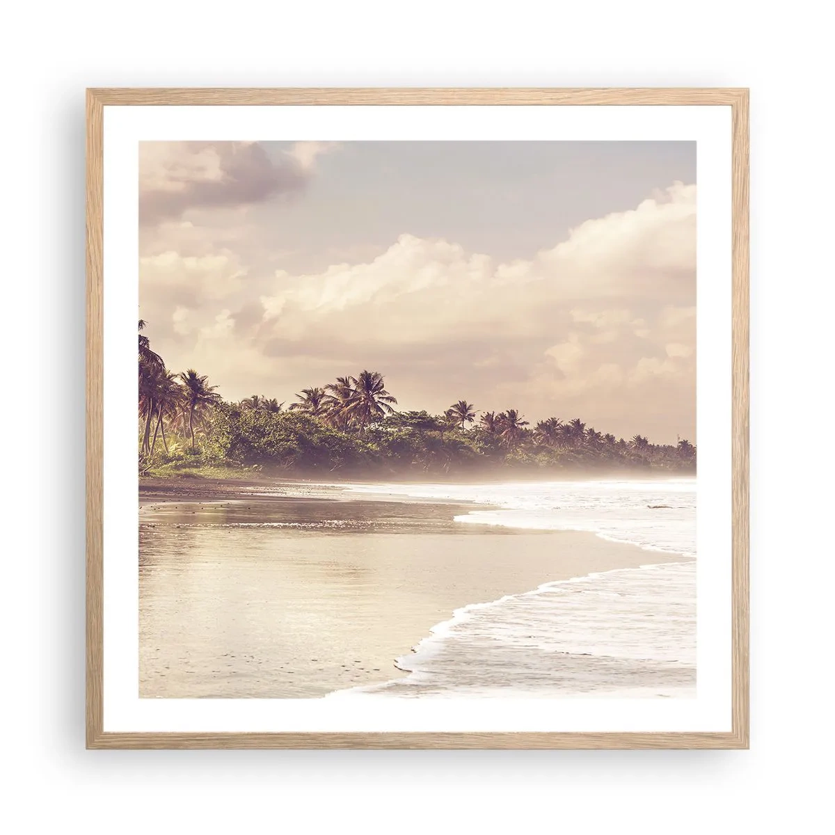 Póster en marco roble claro - La caricia de las olas - 60x60 cm