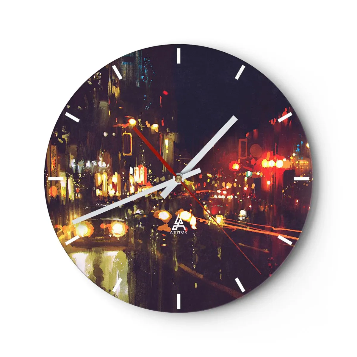 Reloj de pared - Reloj de vidrio - Hundido en la luz de la noche - 40x40 cm
