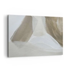 Cuadro sobre lienzo - Impresión de Imagen - Abstracción delicada en tonos beige y blanco. - 120x80cm - Ola de blanco - Decoración de pared moderna para salón y dormitorio ARTTOR
