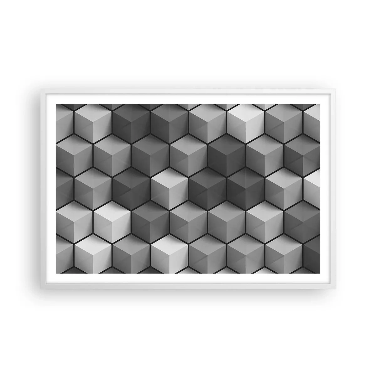 Póster en marco blanco - Rompecabezas cubista - 91x61 cm