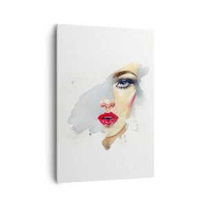 Cuadro sobre lienzo - Impresión de Imagen - Un retrato en acuarela de una mujer de mirada intensa. - 70x100cm - Reflejo en una gota de agua - Decoración de pared moderna para salón y dormitorio ARTTOR