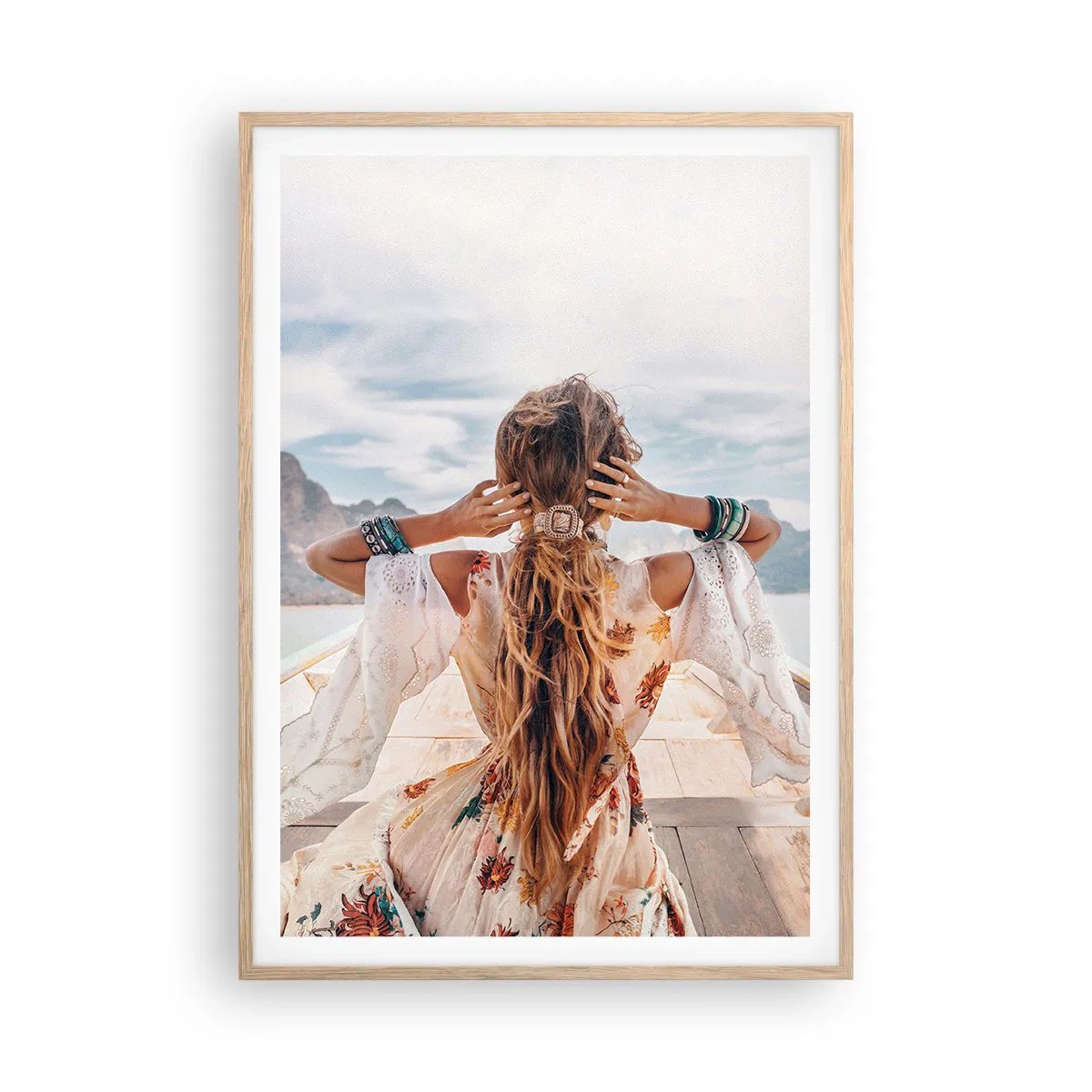 Póster en marco roble claro - Rumbo a la felicidad - 70x100 cm