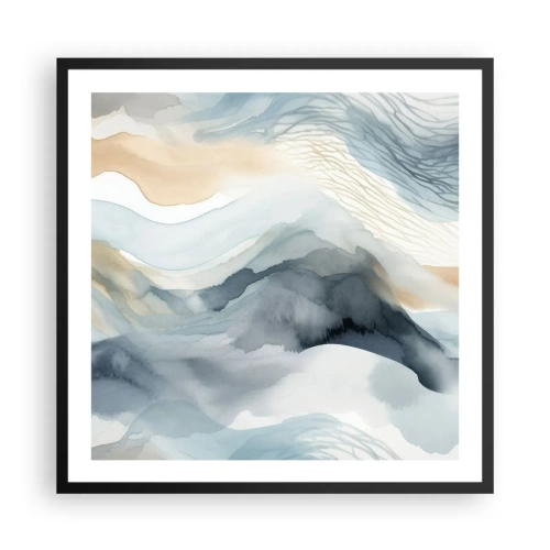 Póster en marco negro - Abstracción de nieve y niebla - 60x60 cm