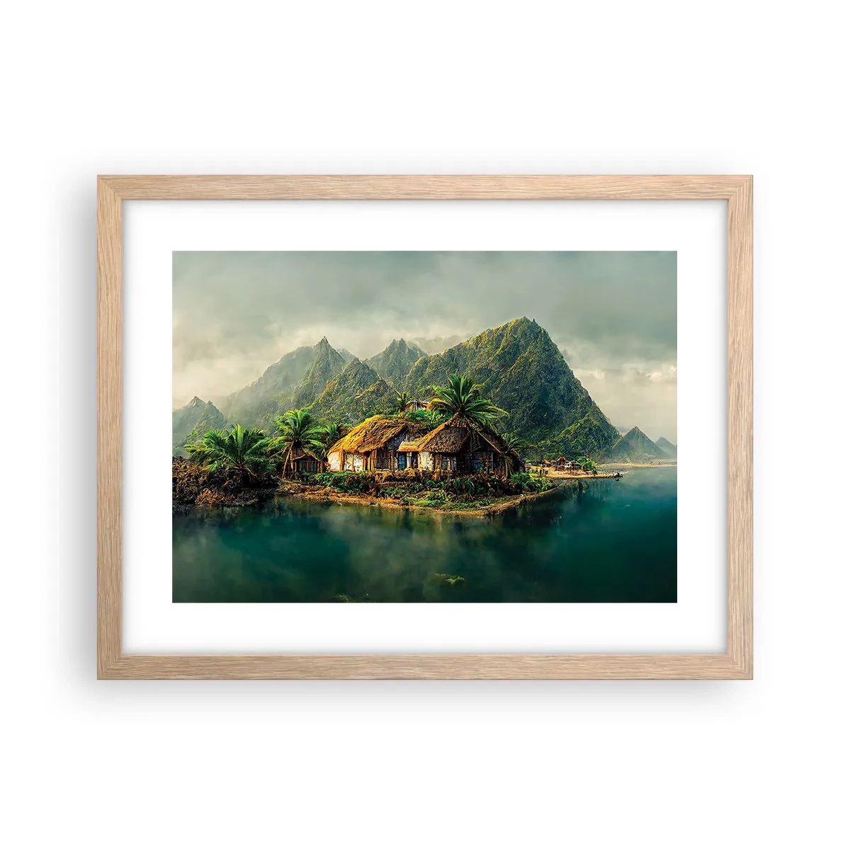 Póster en marco roble claro - Paraíso tropical - 40x30 cm