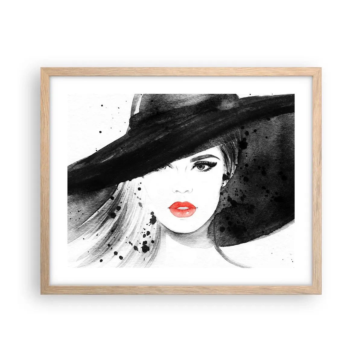 Póster en marco roble claro - Dama de negro - 50x40 cm