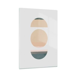 Cuadro sobre vidrio - Impresiones sobre Vidrio - Patrones geométricos minimalistas en colores pastel. - 50x70cm - Círculo tras círculo - Decoración de pared moderna para salón y dormitorio ARTTOR