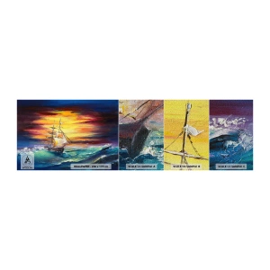 Muestra de fotomural Premium Sand - Valientemente surcando las olas - Velero, Mar, Tormenta - 100x30 cm