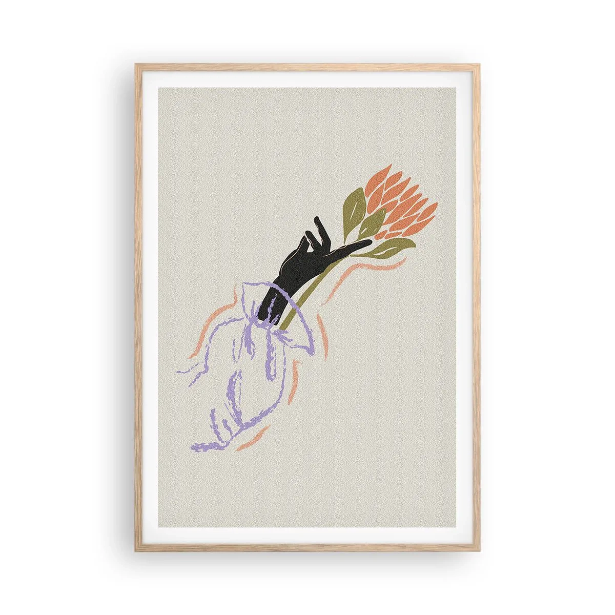 Póster en marco roble claro - Un toque fraternal - 70x100 cm