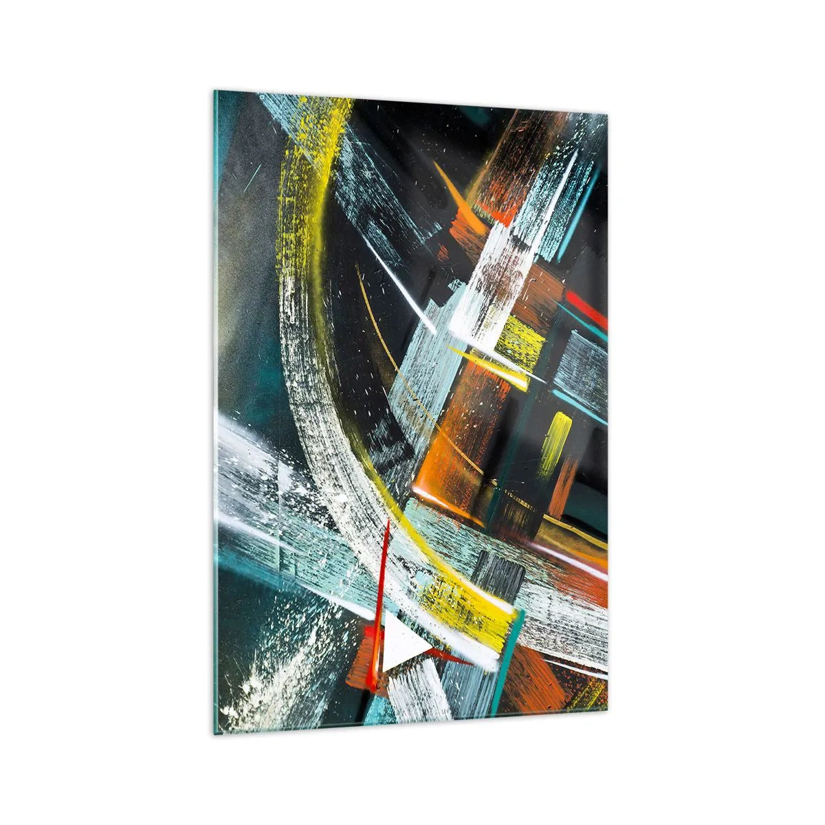 Cuadro sobre vidrio - Impresiones sobre Vidrio - Pinceladas abstractas coloridas - 70x100cm - La energía del movimiento - Decoración de pared moderna para salón y dormitorio ARTTOR