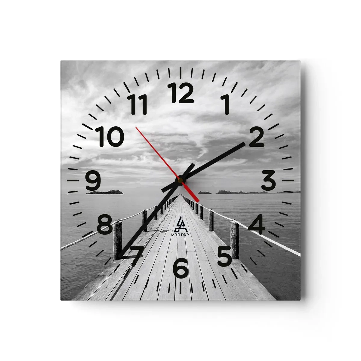 Reloj de pared - Reloj de vidrio - Hora de viajar - 30x30 cm