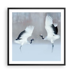 Póster en marco negro - Danza en la niebla - 60x60 cm