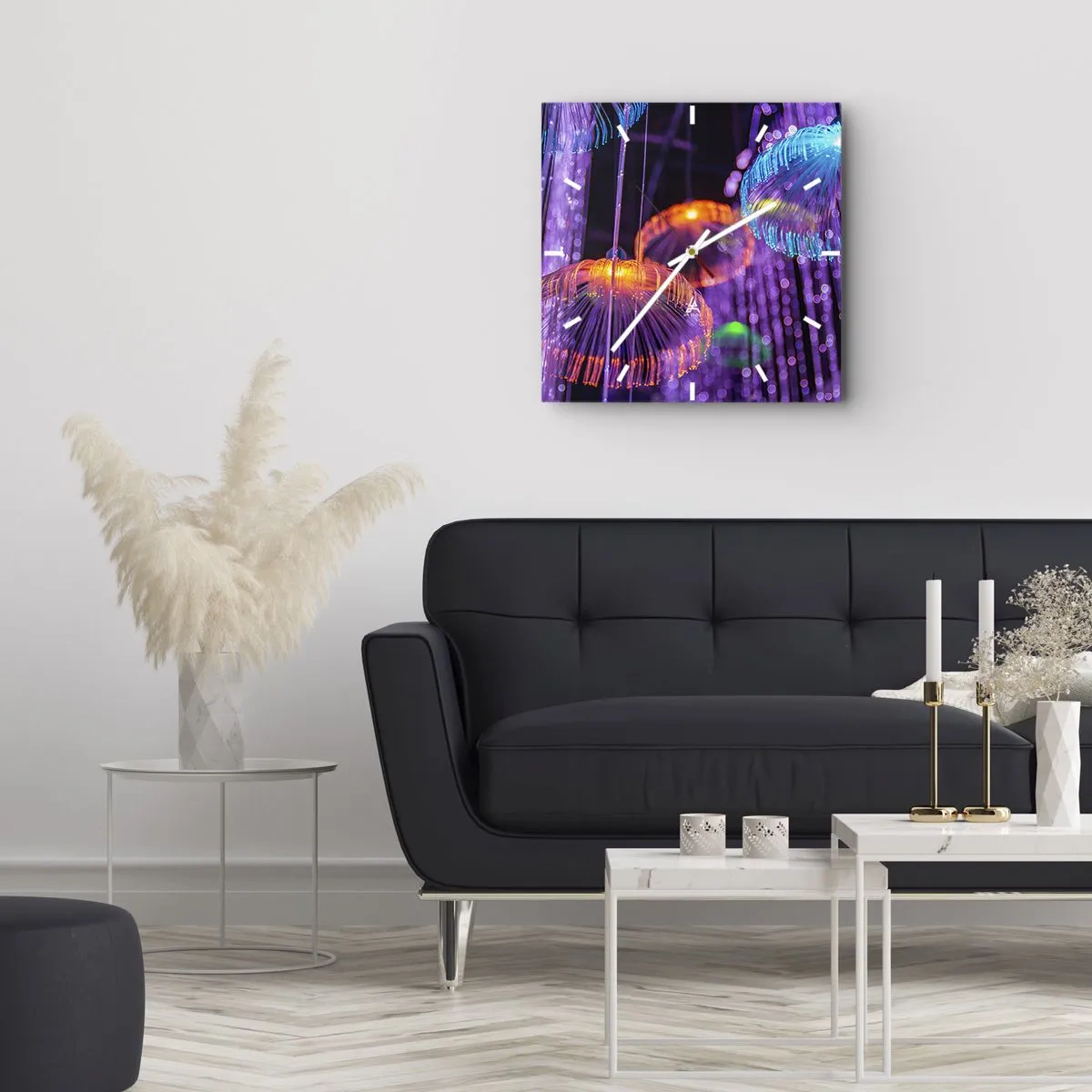 Reloj de pared - Reloj de vidrio - Fuente luminosa - 40x40 cm