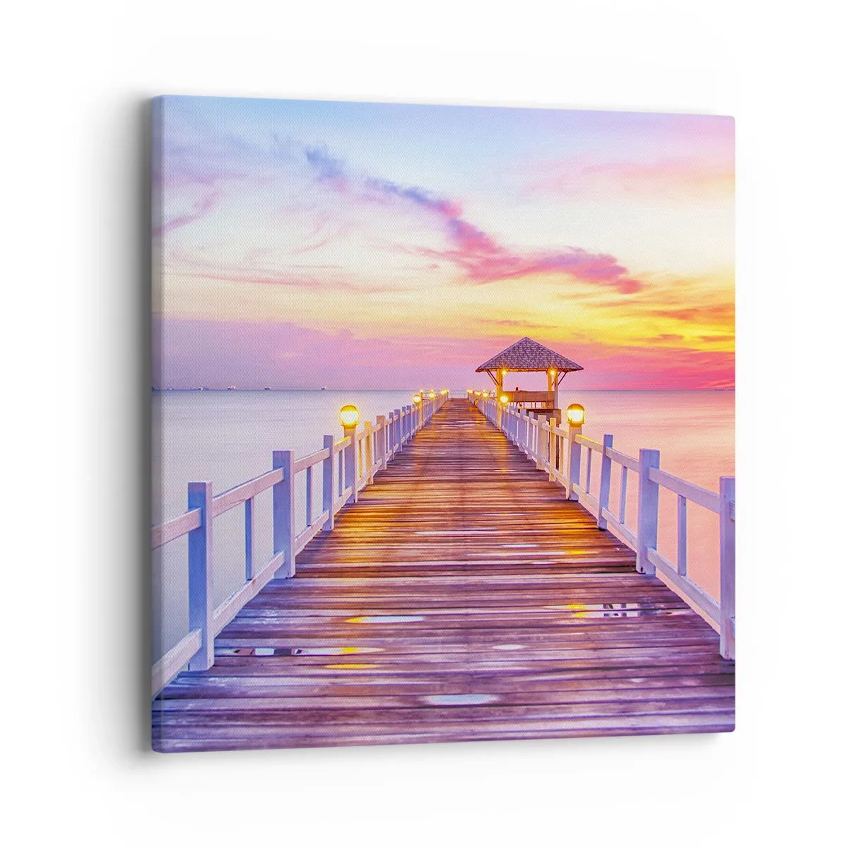 Cuadro sobre lienzo - Impresión de Imagen - El silencio lila-dorado de la tarde - 40x40 cm