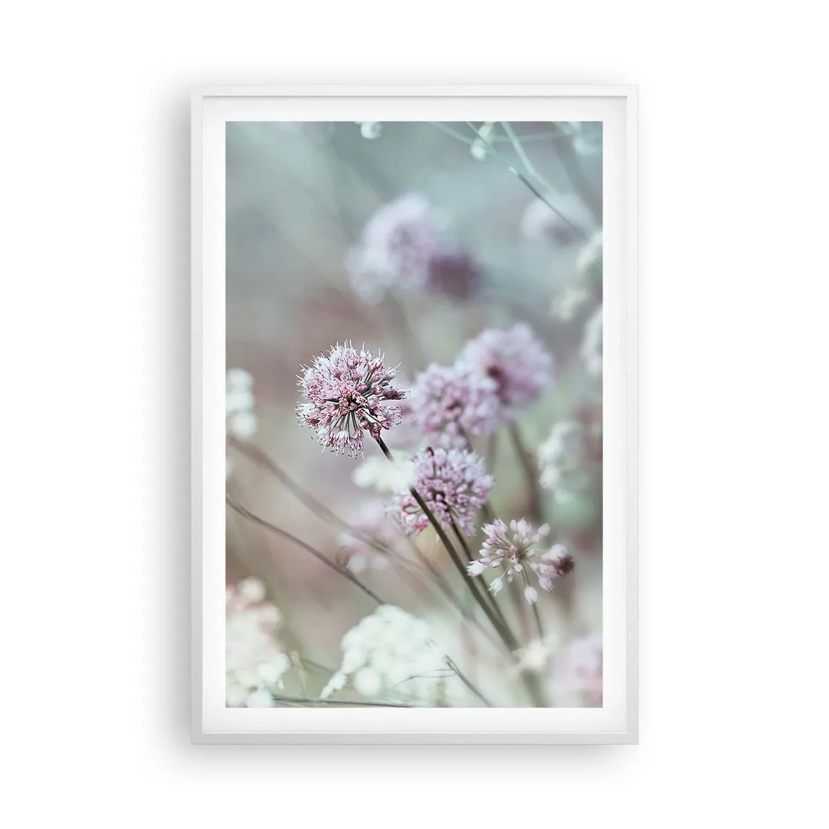 Póster en marco blanco - Dulces filigranas de hierbas - 61x91 cm