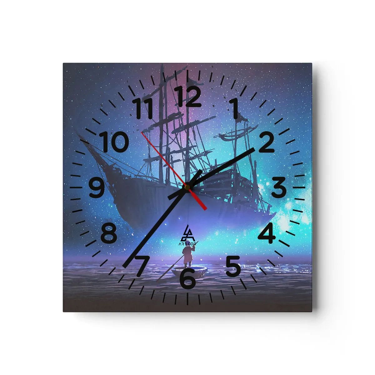 Reloj de pared - Reloj de vidrio - El encuentro con el mito del mar - 40x40 cm