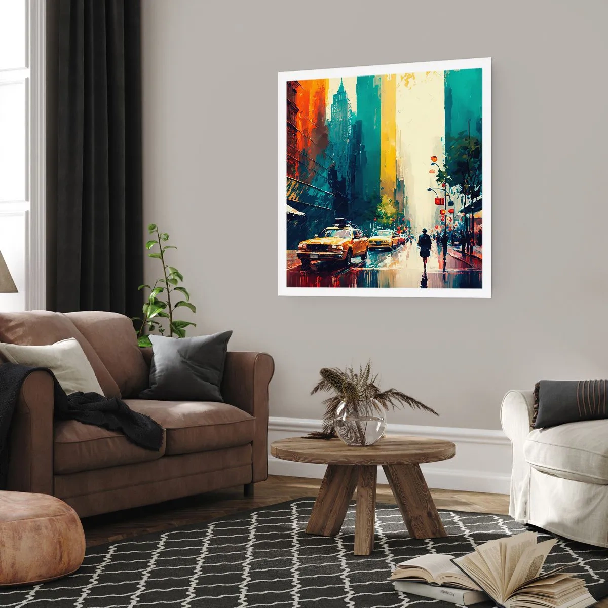 Póster - Nueva York - hasta la lluvia es colorida - 40x40 cm