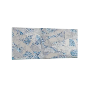 Cuadro sobre vidrio - Impresiones sobre Vidrio - Patrones geométricos en tonos azules y grises. - 120x50cm - En un laberinto gris azulado - Decoración de pared moderna para salón y dormitorio ARTTOR