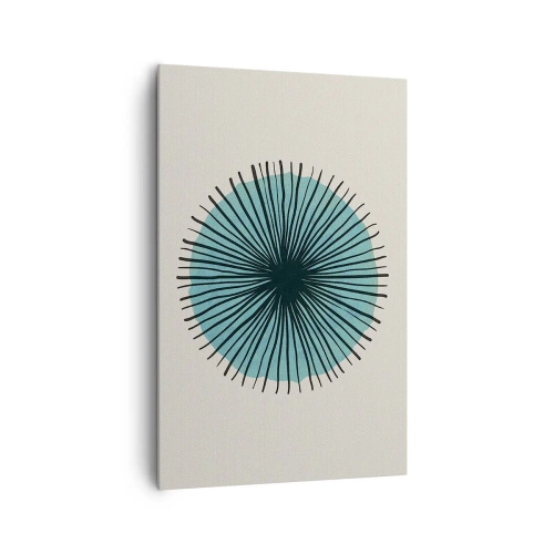 Cuadro sobre lienzo - Impresión de Imagen - Forma circular abstracta con rayos azules - 80x120cm - Radiante en azul - Decoración de pared moderna para salón y dormitorio ARTTOR