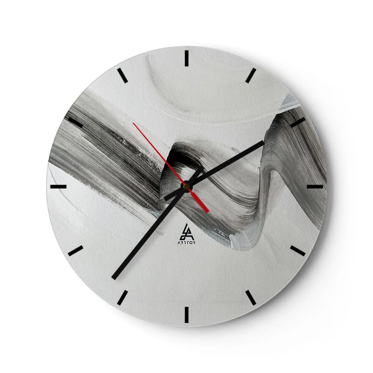 Reloj de pared - Reloj de vidrio - Pincelada abstracta gris sobre un fondo claro - 30x30cm - Solo por diversión - Decoración de pared moderna para salón, cocina y dormitorio ARTTOR