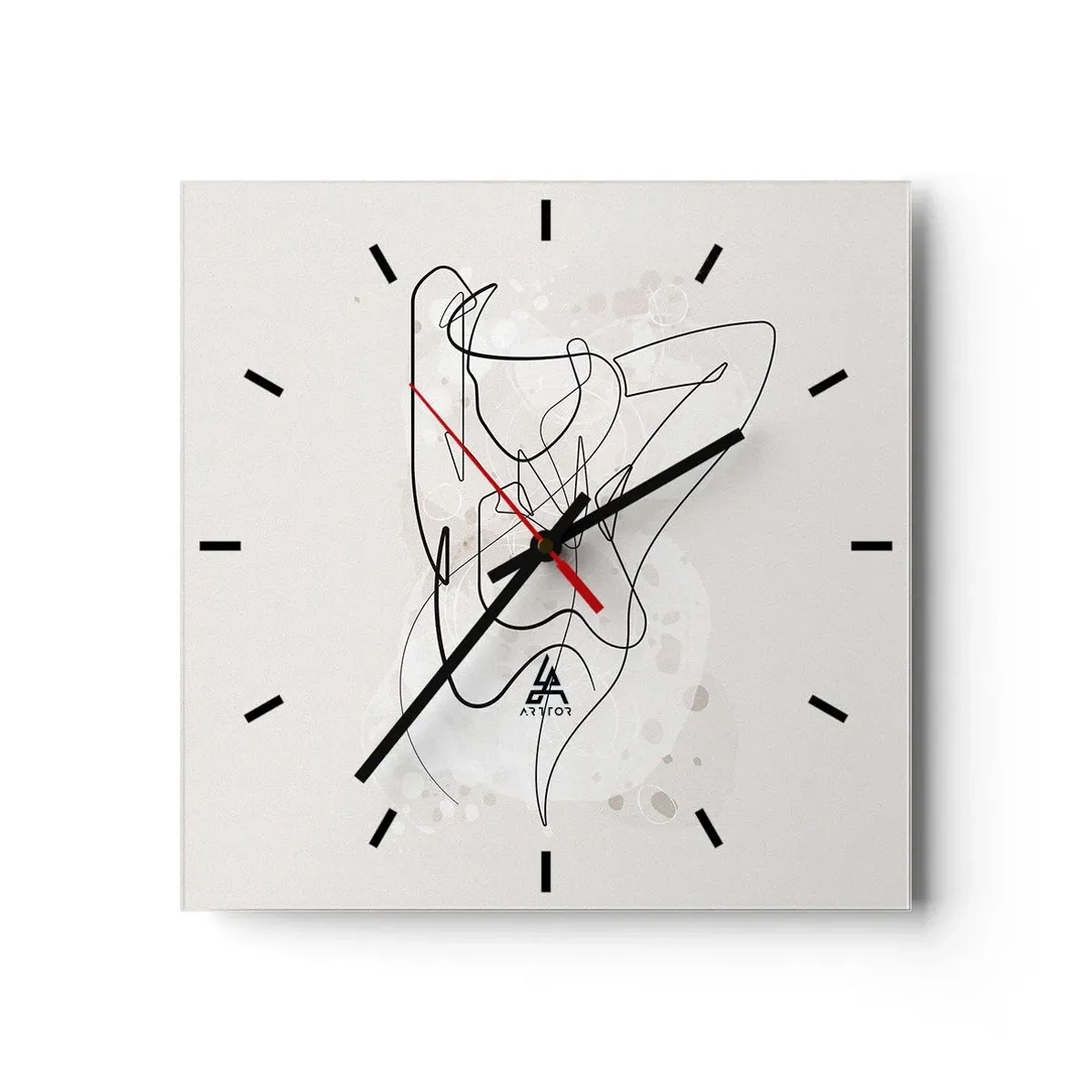 Reloj de pared - Reloj de vidrio - Figura de arte lineal abstracto sobre un fondo claro - 30x30cm - El arte de la seducción - Decoración de pared moderna para salón y dormitorio ARTTOR