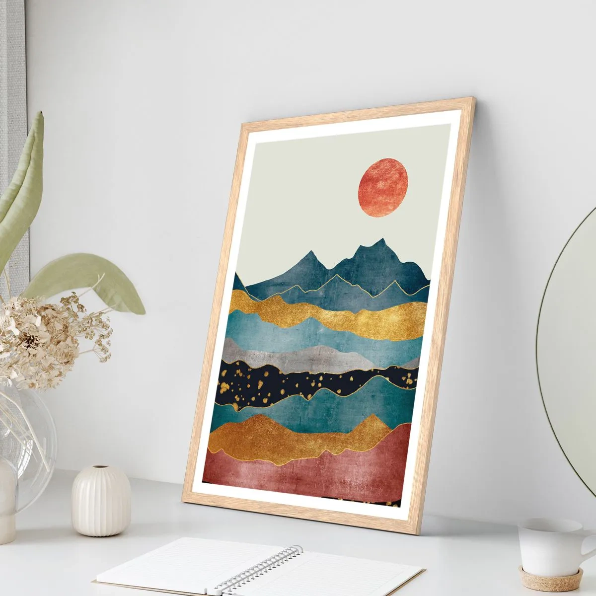 Póster en marco roble claro - Sección transversal del mundo - 40x50 cm