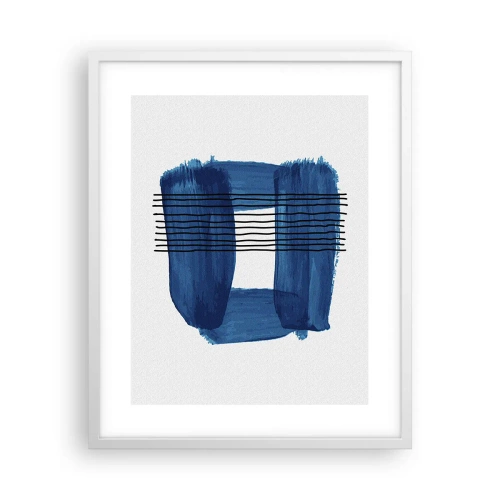 Póster en marco blanco - Composición azul y negra - 40x50 cm
